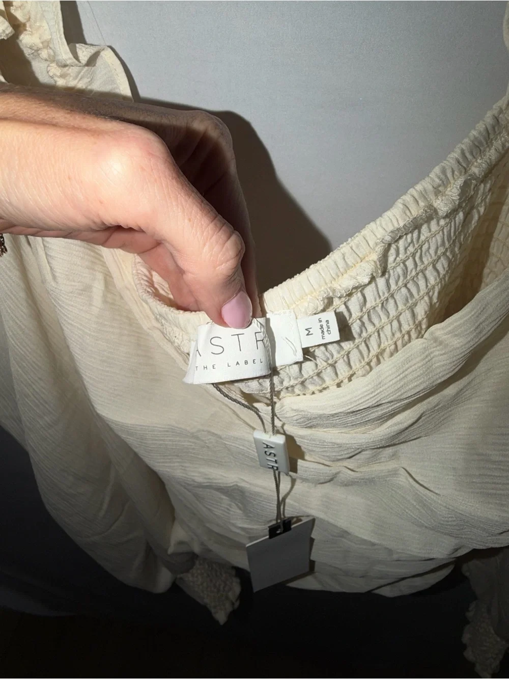 ASTR the Label Ivory Ruched Puff Sleeve Corset Top Medium Romantic Cottage NWT